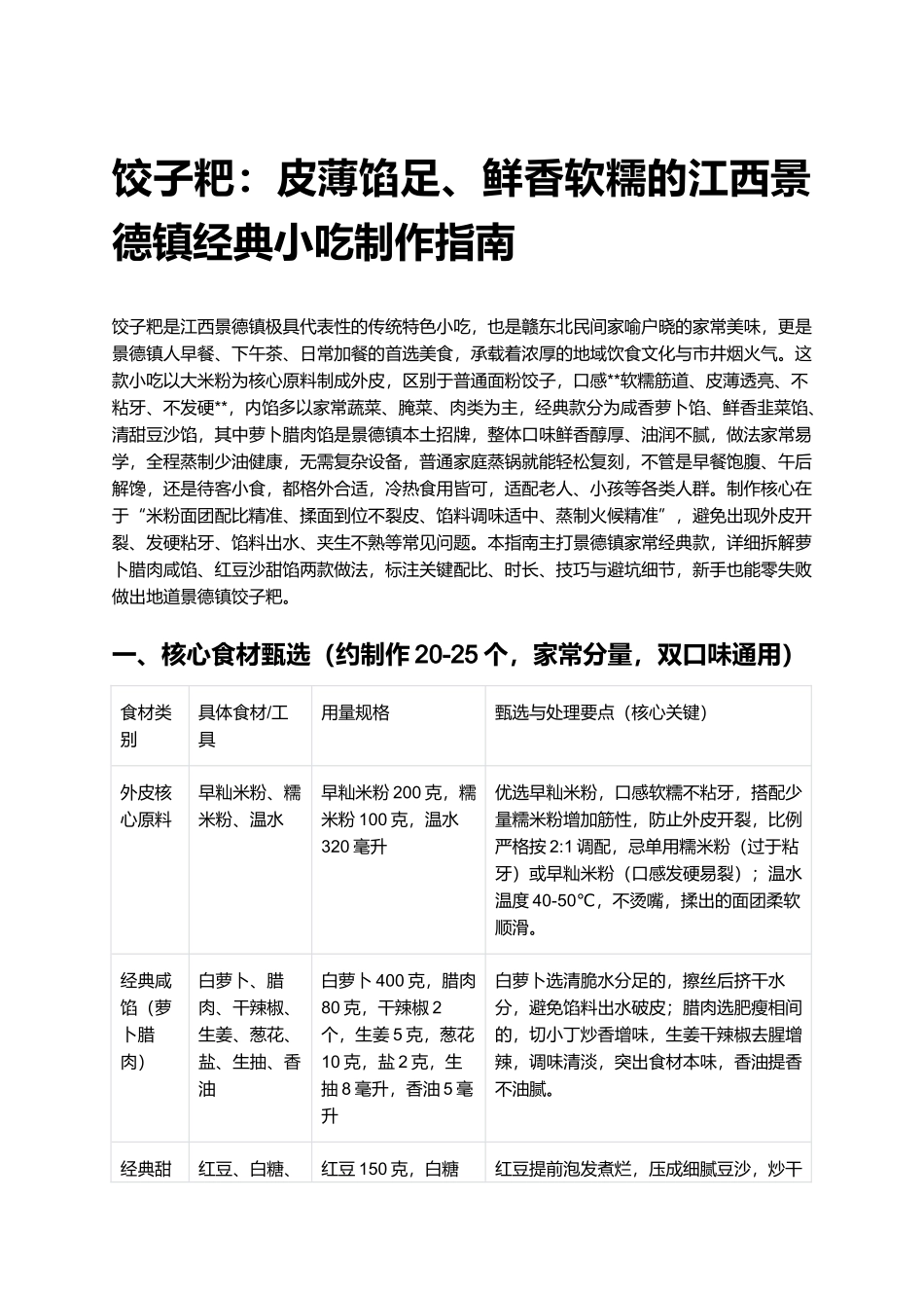 饺子粑：皮薄馅足、鲜香软糯的江西景德镇经典小吃制作指南.docx_第1页