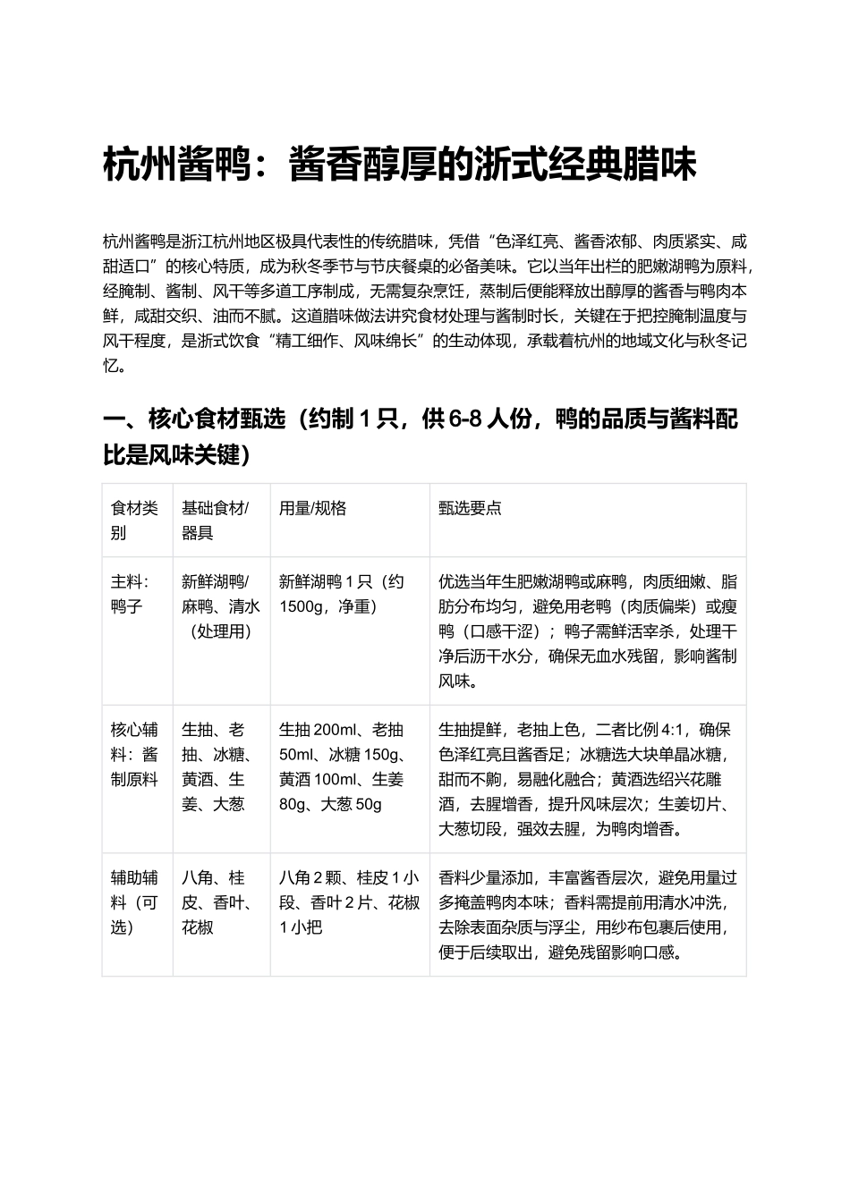 杭州酱鸭：酱香醇厚的浙式经典腊味.docx_第1页