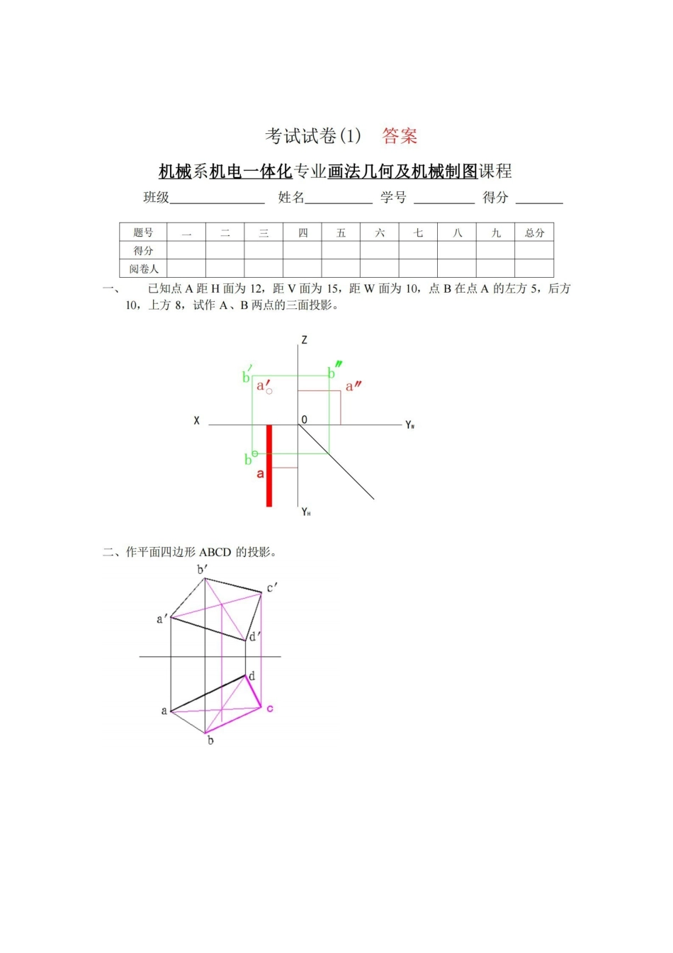 机械制图试卷及答案.pdf_第1页