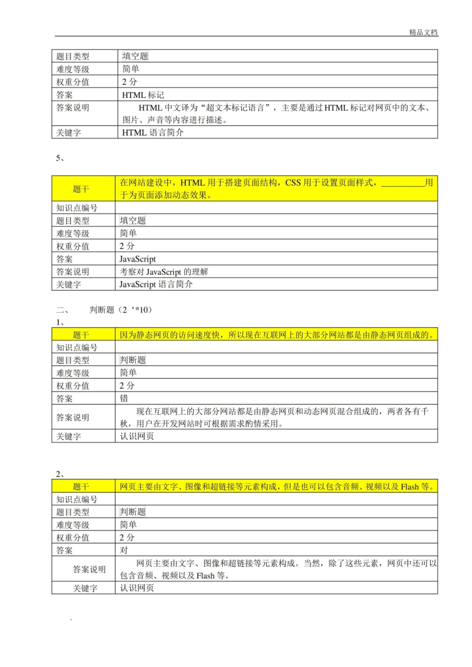 项网页制作基础知识答案【网页设计与制作项目教程】.pdf_第2页