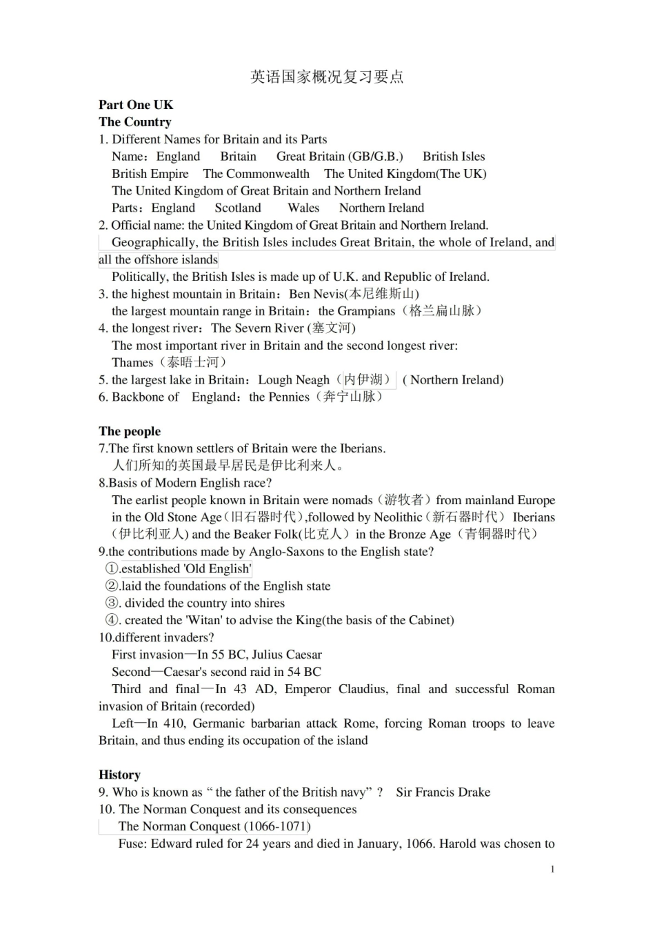 英语国家概况考试复习要点.pdf_第1页