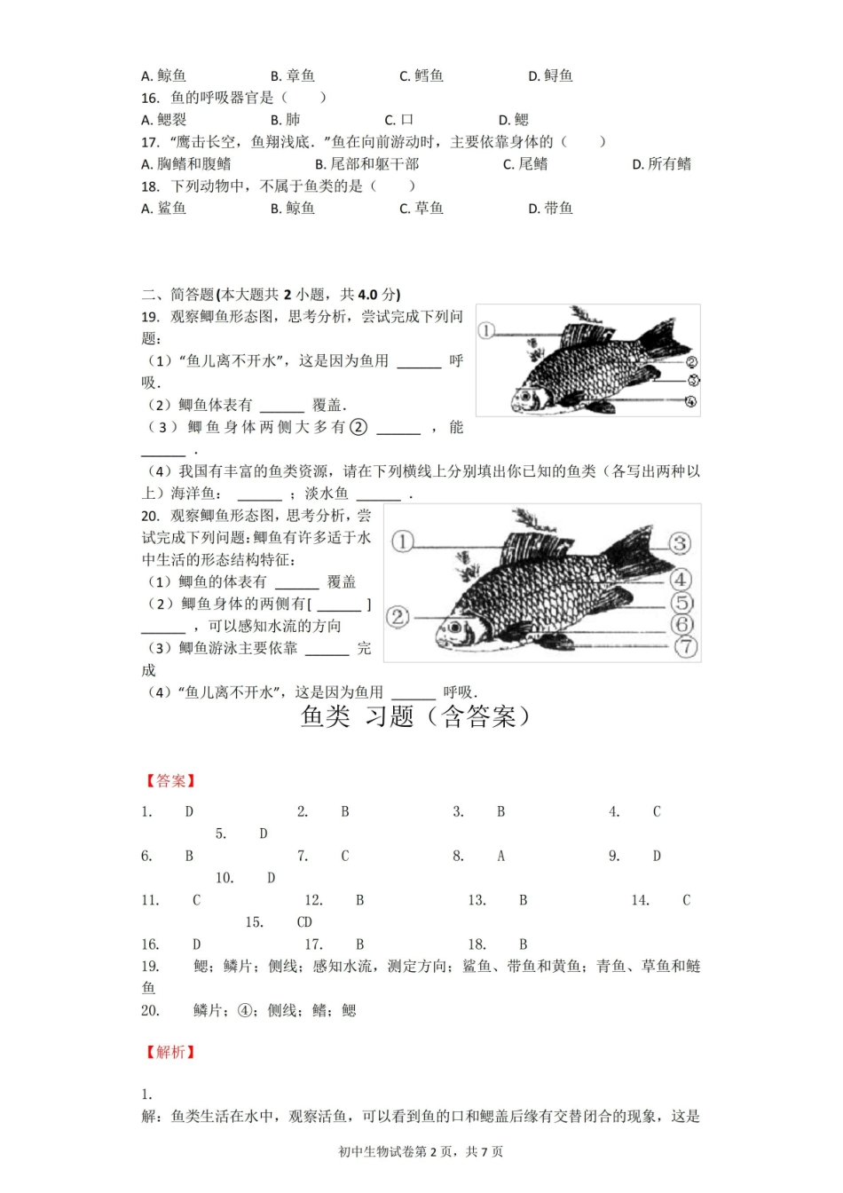 鱼类 习题(含答案).pdf_第2页