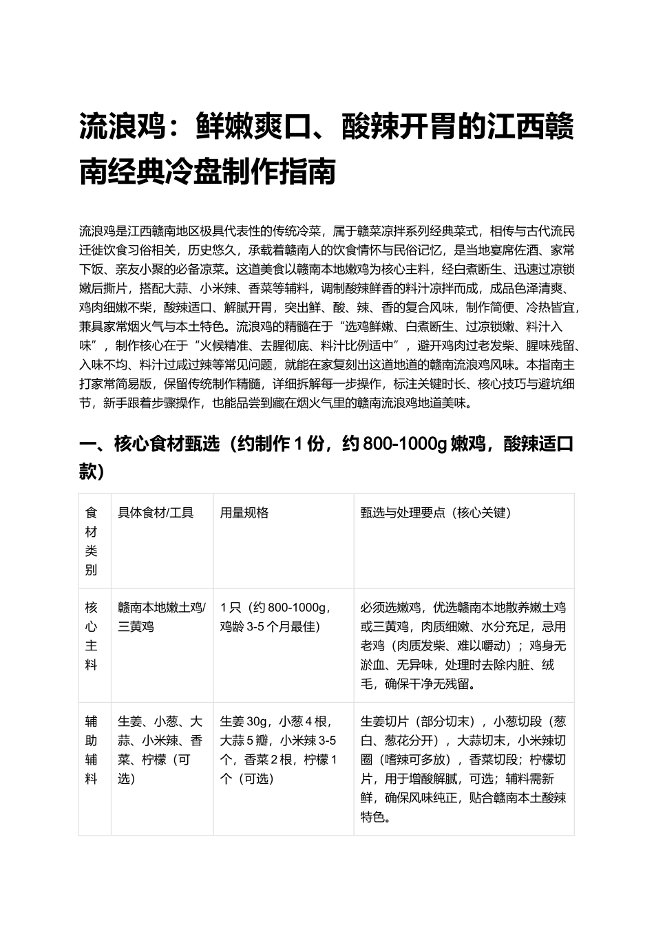流浪鸡：鲜嫩爽口、酸辣开胃的江西赣南经典冷盘制作指南.docx_第1页