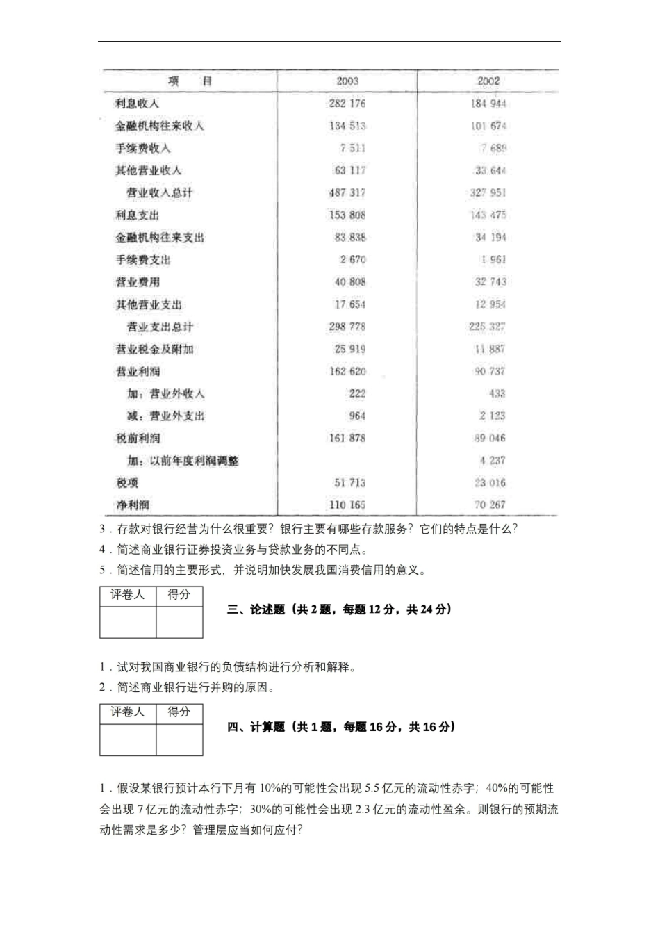 南开大学2020—2021学年第1学期商业银行业务与经营考试试卷(附标准答案).pdf_第3页
