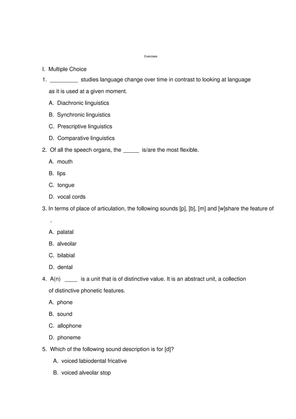 英语语言学概论题与答案.pdf_第1页