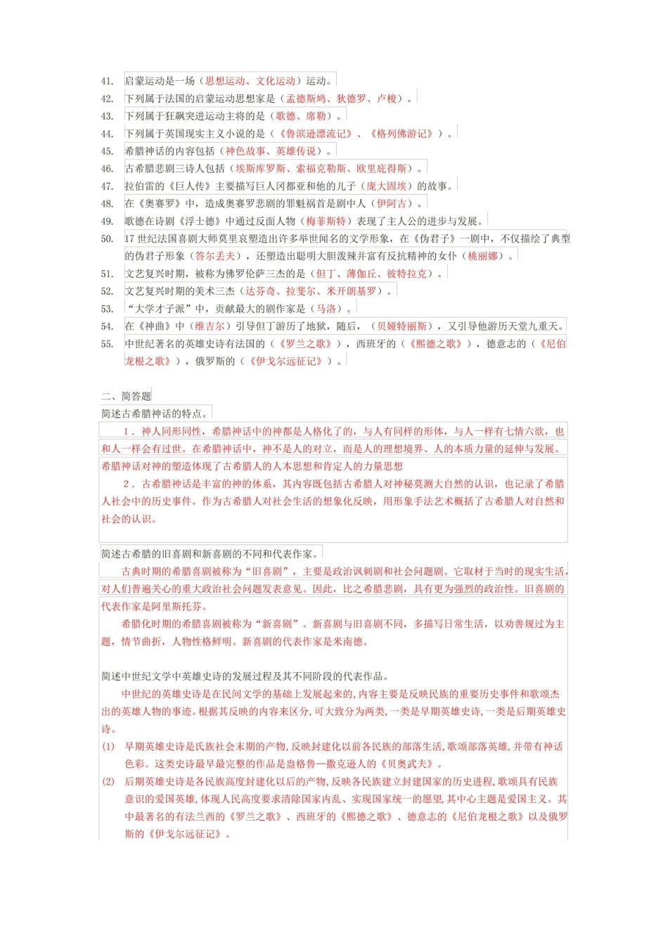 外国文学史期末考试题库(含答案).pdf_第2页