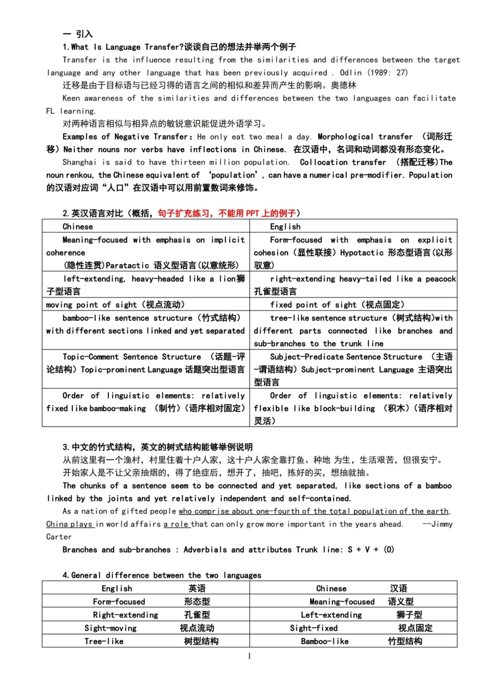 英汉语言对比分析期末考试资料-副本.pdf_第1页