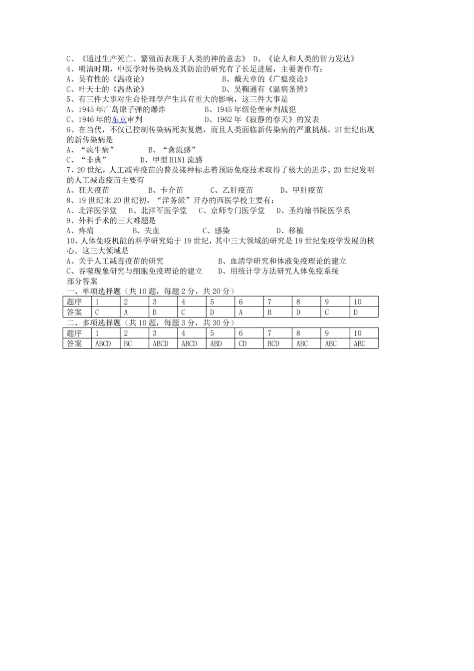 中外医学史题库--期末试卷（部分有答案）.pdf_第2页