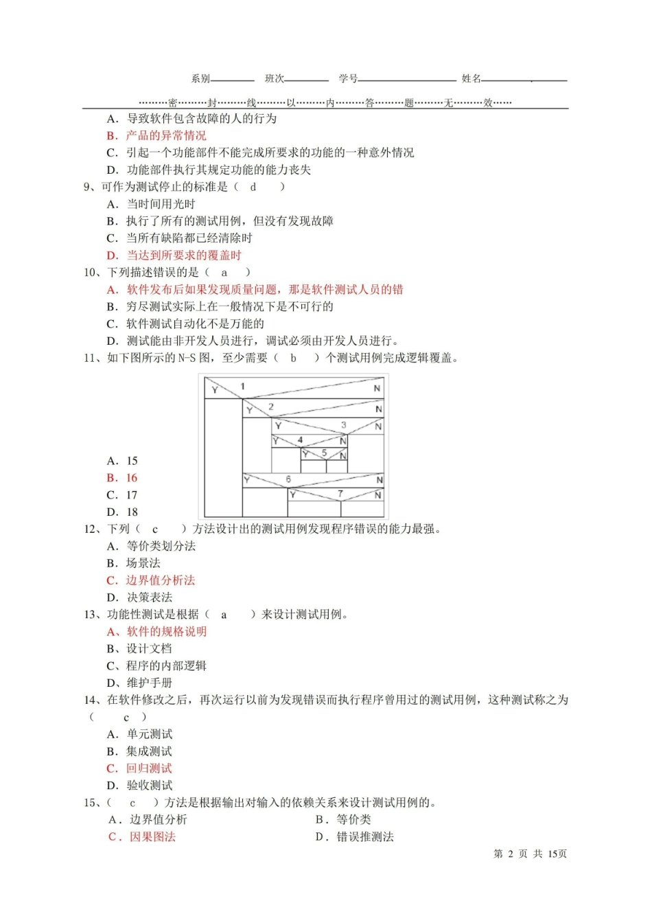 软件测试期末试题A卷及答案最终版解读.pdf_第2页