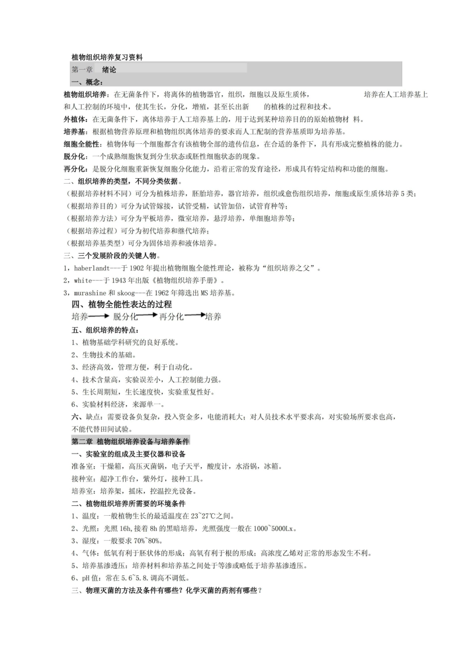 植物组织培养复习笔记.pdf_第1页