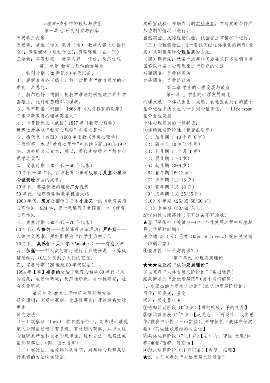 心理学-成长中的教师与学生知识点整理.pdf_第1页