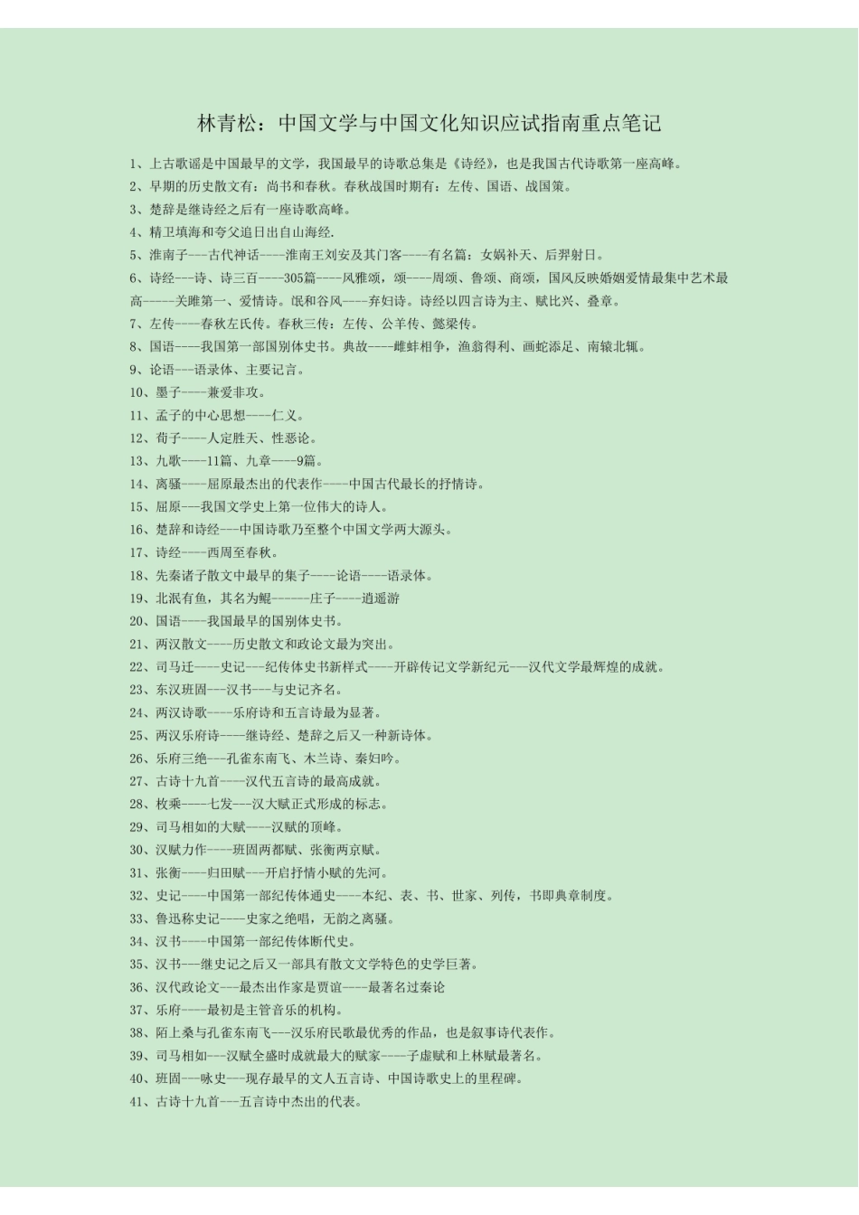 林青松:中国文学与中国文化知识应试指南重点笔记.pdf_第1页