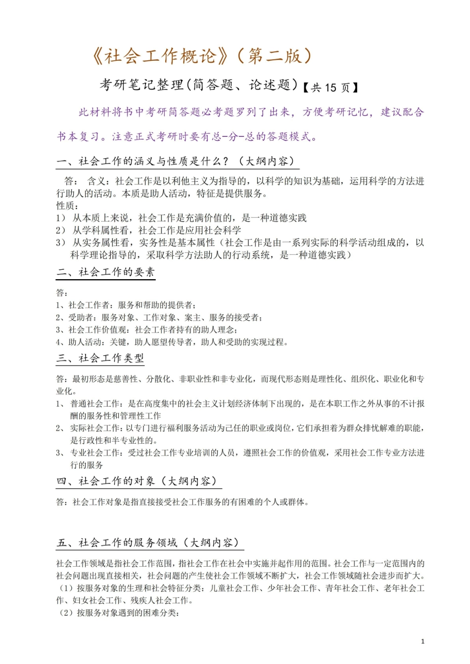 社会工作概论考研笔记整理 (简答论述梳理).pdf_第1页