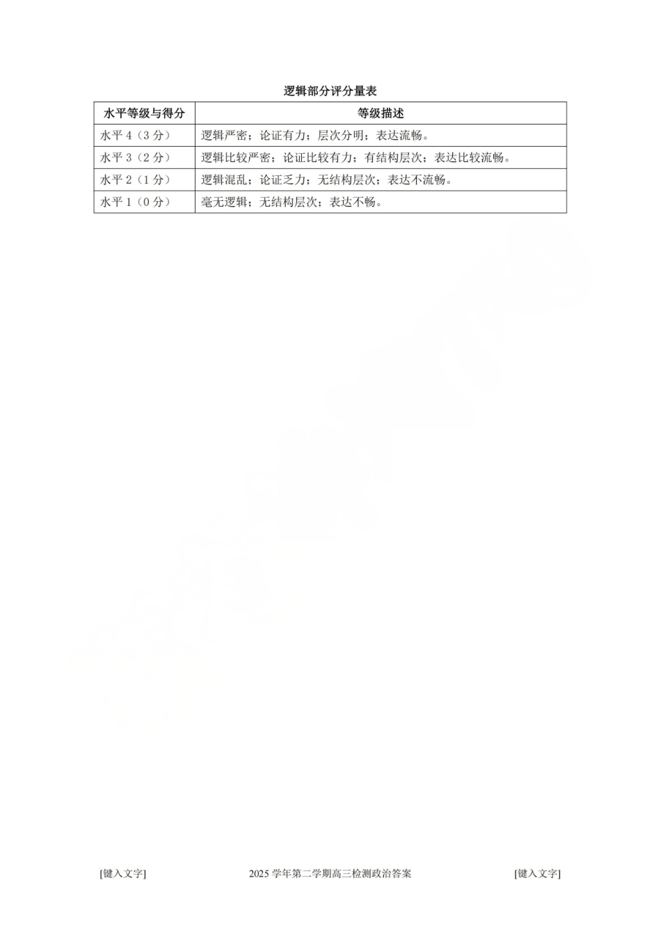 2025学年第二学期杭州市高三年级教学质量检测政治答案.pdf_第3页