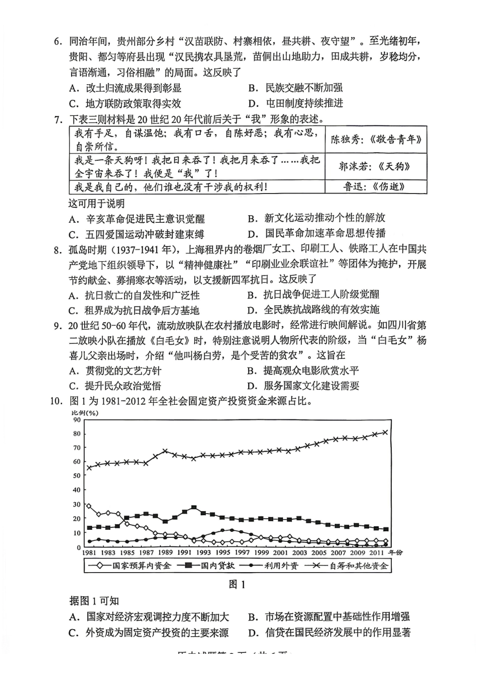 2026年贵州普通高中学业水平选择性考试科目适应性测试历史.pdf_第2页