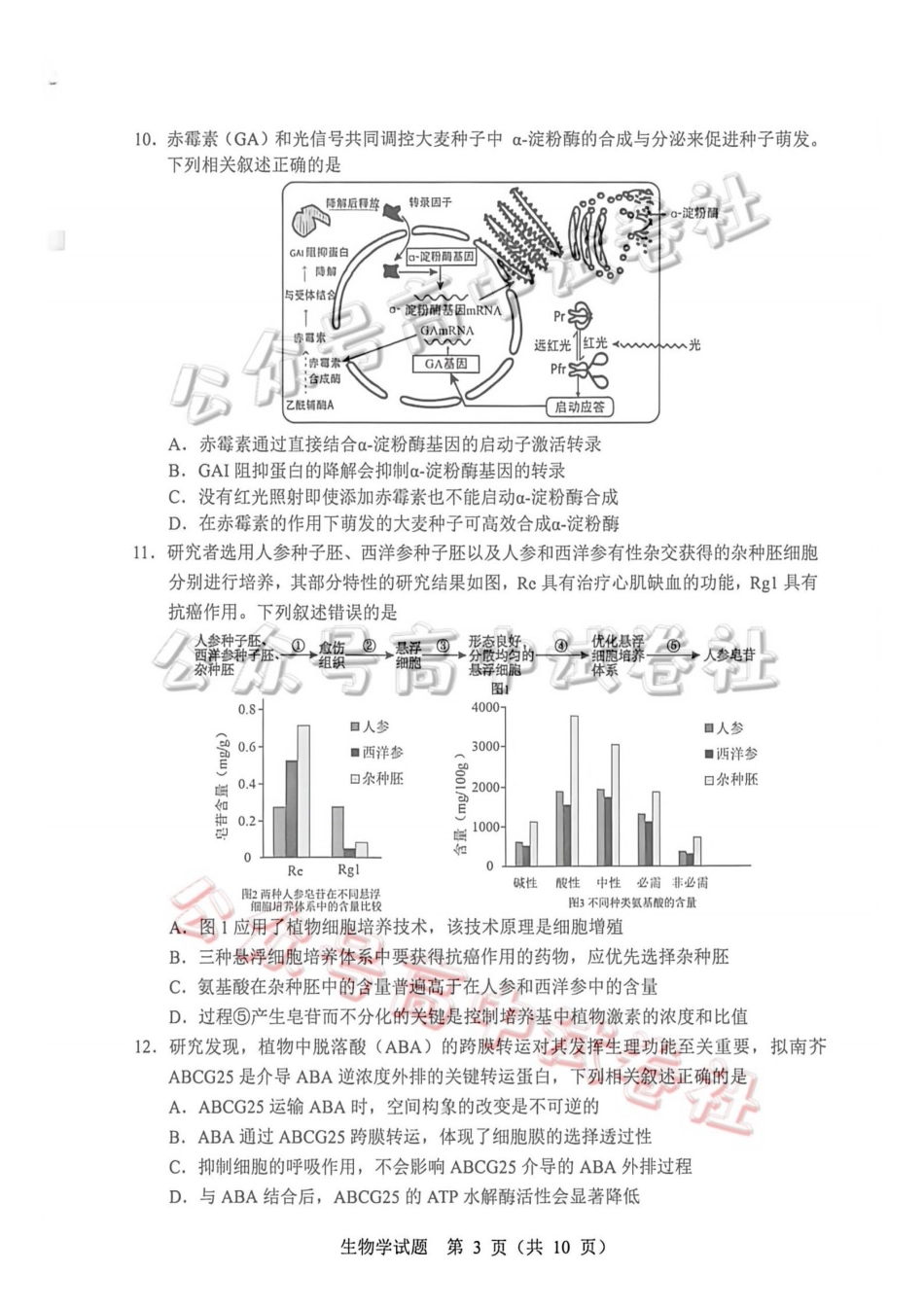 2026年哈尔滨市高考第一次模拟考试生物_.pdf_第3页