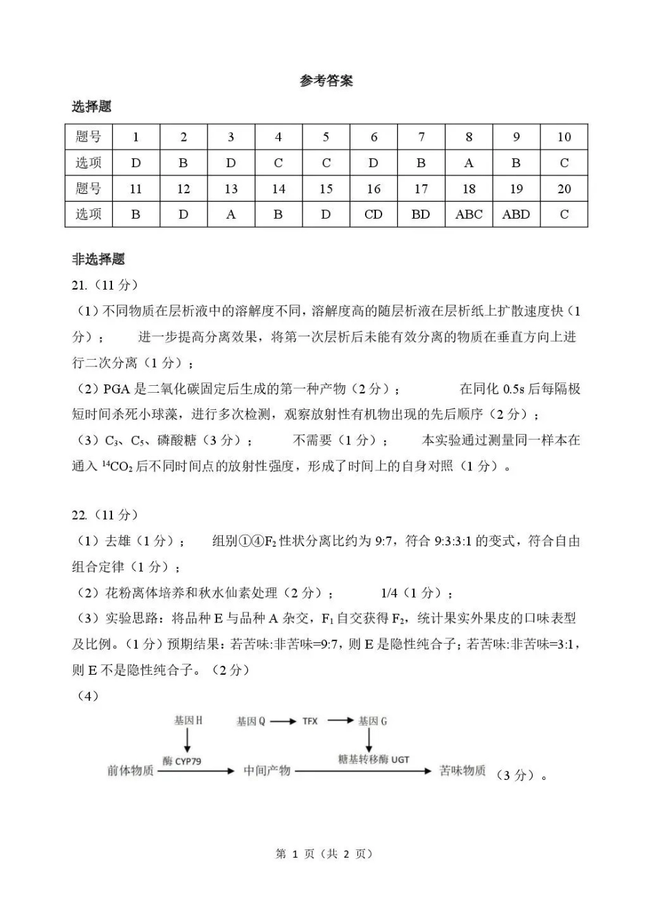 东北三三校2026届高三下学期第二次模拟考试生物答案.pdf_第1页