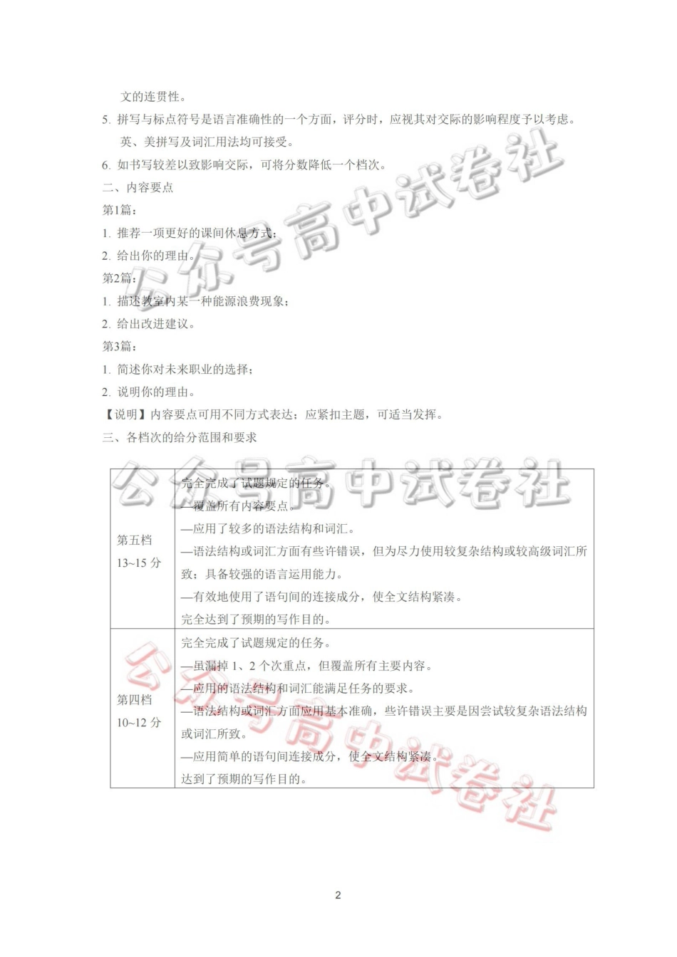 福州市2026届高中毕业班4月适应性练习英语答案_.pdf_第2页