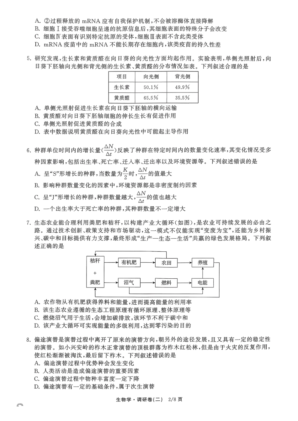 衡水金卷2026年普通高等学校招生全国统一考试模拟调研卷（二）生物（含答案）.pdf_第2页