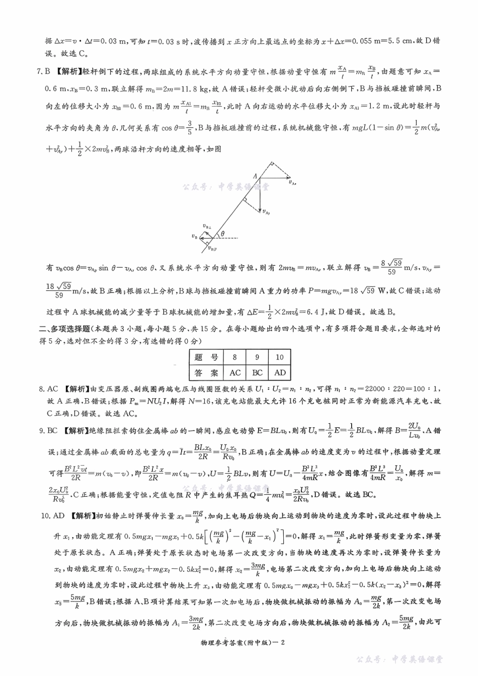 湖南师大附中2026届高三月考试卷(五)物理答案.pdf_第2页