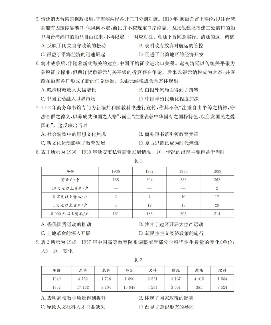 江西2026届高三年级3月学科素养训练历史.pdf_第2页
