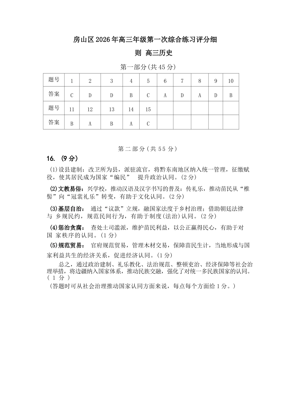 历史【北京卷】北京市房山区2026年高三年级第一册综合练习(房山高三一模)(3.29-4.1).docx_第1页