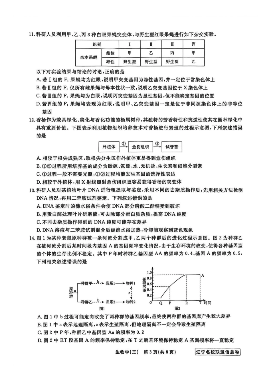 辽宁名校联盟2026届高三下学期高考模拟卷（信息卷）（三）生物试卷（含答案）.pdf_第3页