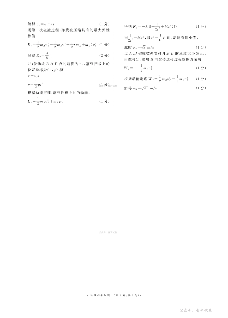 青桐鸣2026届高三下学期4月内部练物理评分细则.pdf_第2页