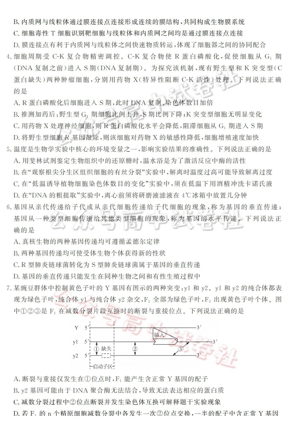 山东名校考试联盟2026年4月高三核心素养评估生物_.pdf_第2页