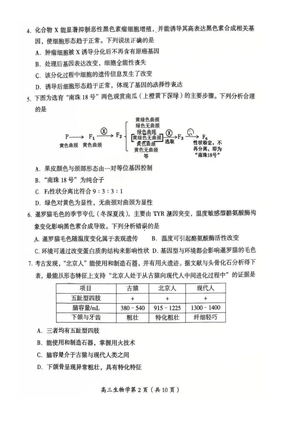 生物【北京卷】北京市房山区2026年高三年级第一册综合练习(房山高三一模)(3.29-4.1).pdf_第2页