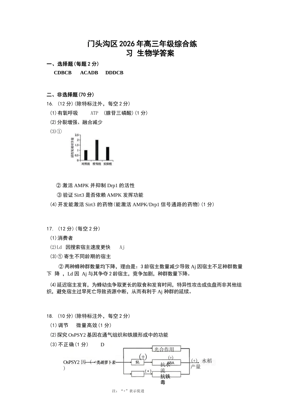生物【北京卷】北京市门头沟区2026年高三年级综合练习((门头沟高三一模)(3.30-4.2)(1).docx_第1页