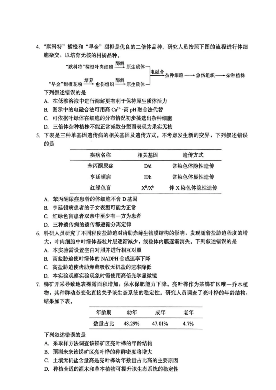 生物福建厦门市2026届高中毕业班高三年级3月末模拟测试(厦门二检)(3.30-4.1).pdf_第2页
