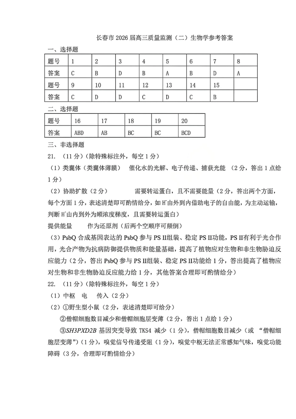 生物吉林长春市2026届高三年级质量监测(二)（长春二模）(4.7-4.9)(1).pdf_第1页