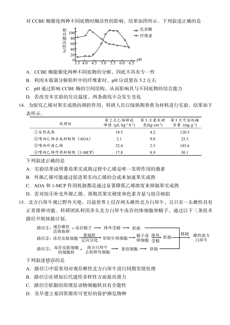 生物浙江台州市2026届高三年级第二次教学质量评估试题(台州高三二模)(4.7-4.9).pdf_第3页