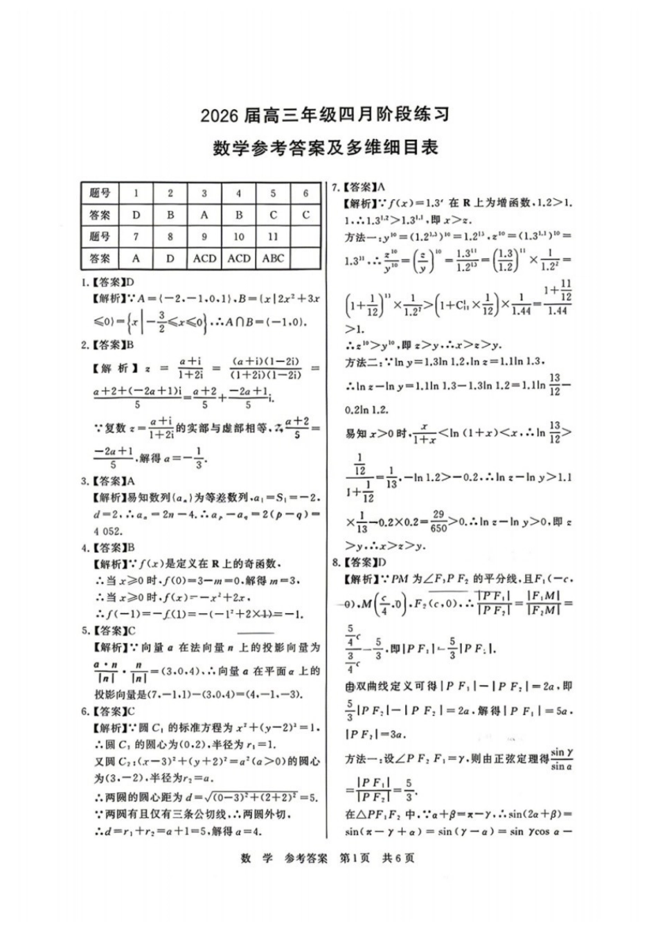 数学【全国T8联考】【八大百强校联考】全国八八校2026届高三年级四月阶段性练习暨第二次质量检测(T8二模)(4.8-4.9)(1).docx_第1页