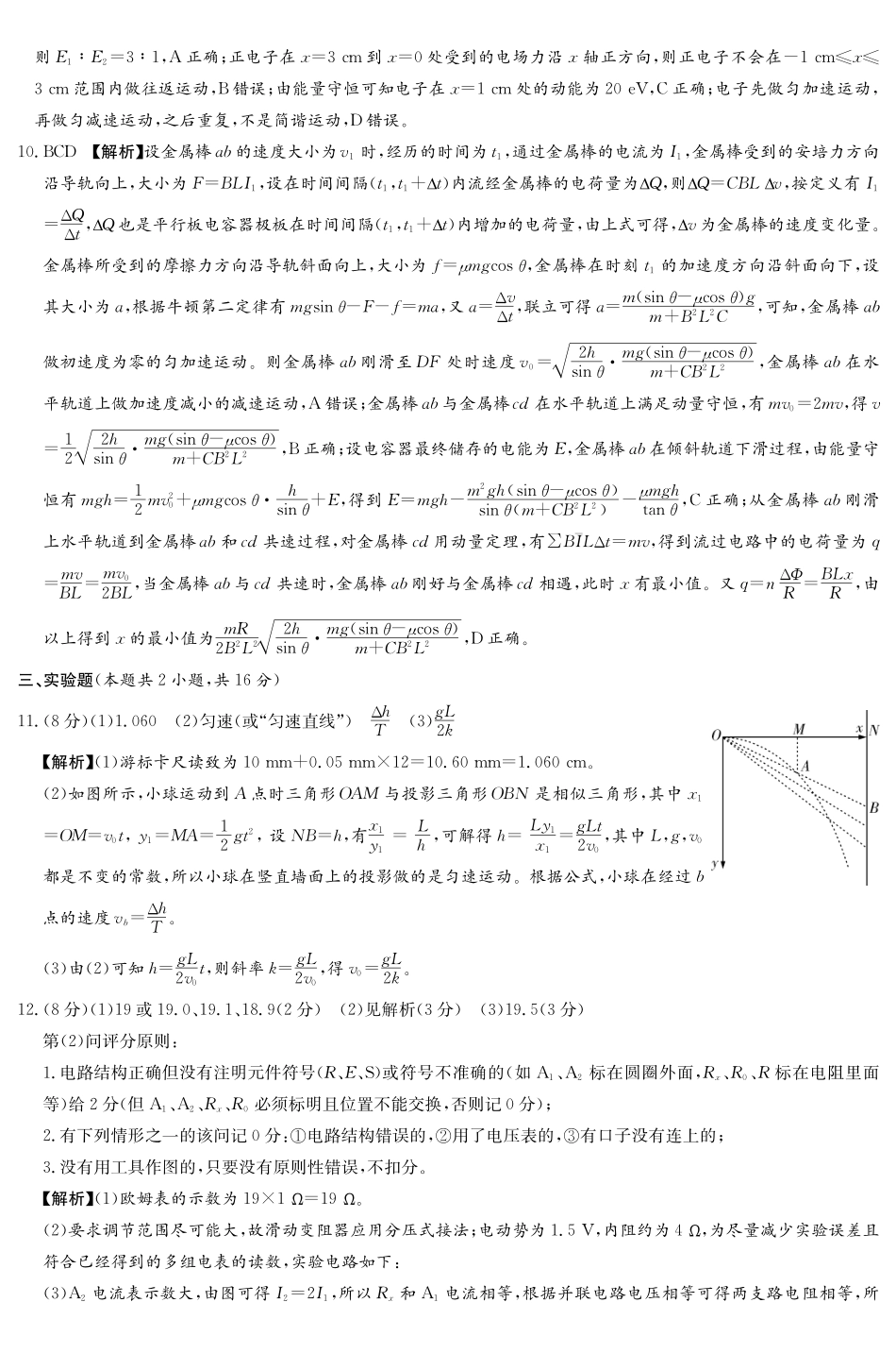 物理解析与参考答案【湖南顶级联考】湖南新高考教学教研联盟暨长郡二十校联盟2026届高三年级第二次联考联评(4.7-4.9).pdf_第2页