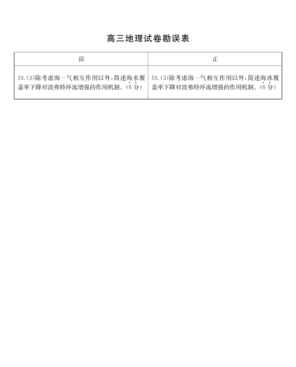 新高考教学教研联盟（长郡二十校）高三下学期4月第二次联考地理勘误表.pdf_第1页