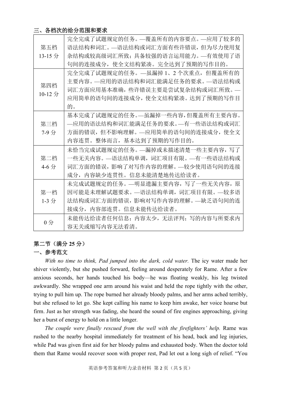 英语试题答案卷【湖南】湖南常德市2026届高三年级3月模拟考试(常德二模)（3.29-3.30）.pdf_第2页