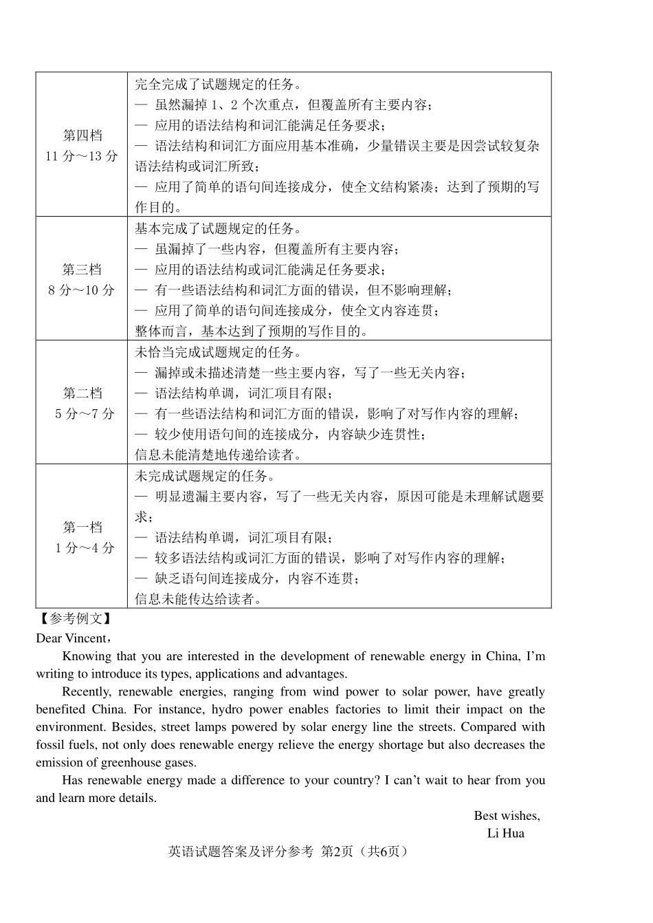 长春市2026届高三质量监测（二）英语答案.pdf_第2页