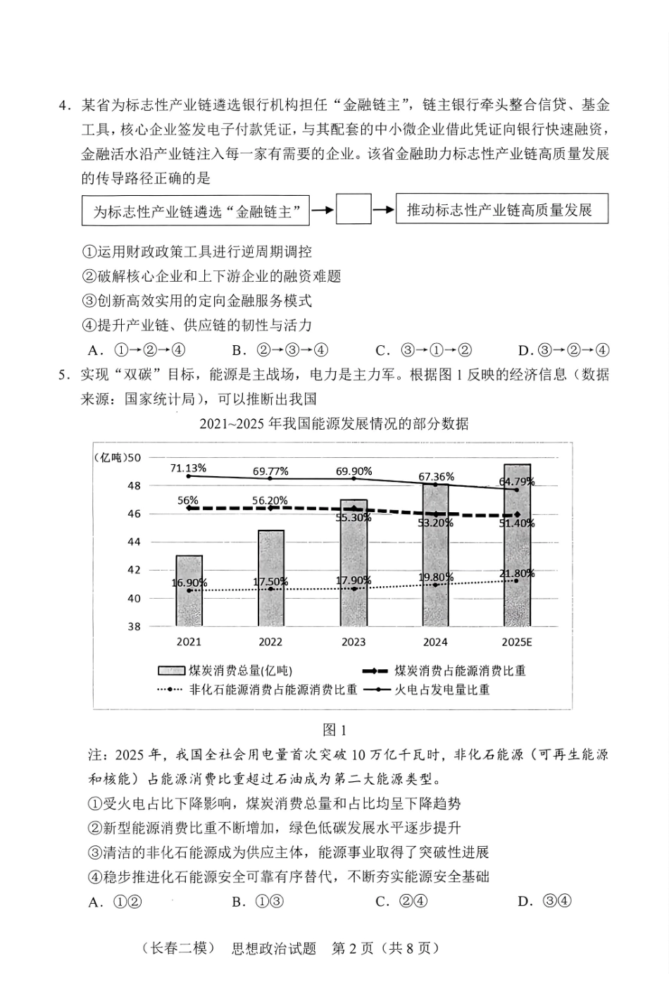 长春市2026届高三质量监测（二）政治+答案.pdf_第2页