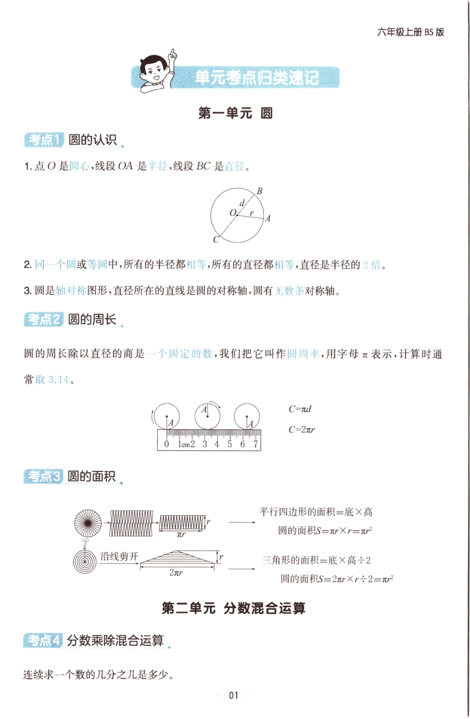 25秋《单元考点归类速记》北师数学6上.pdf_第3页