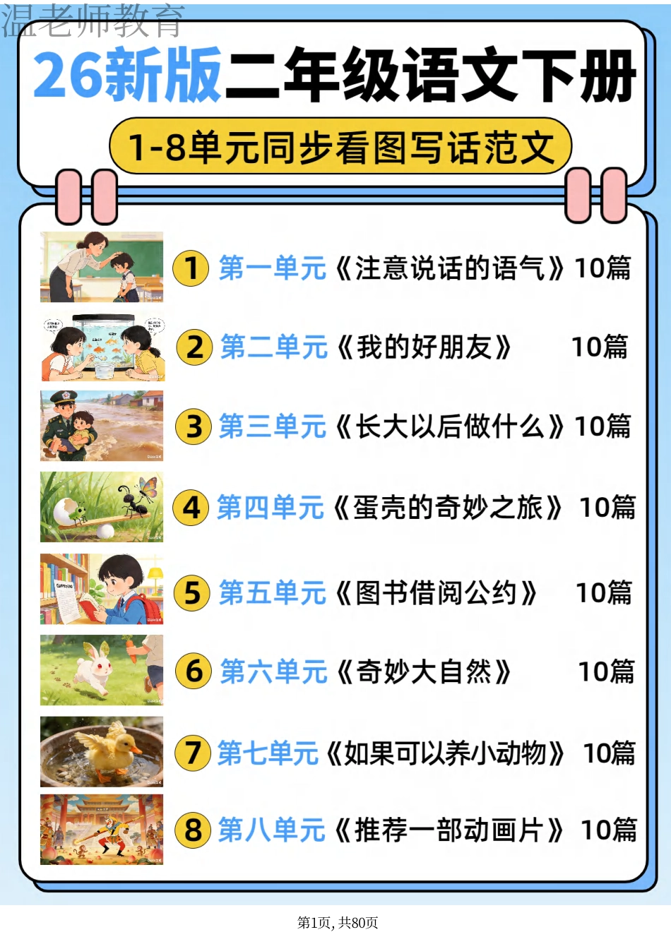 26春二下语文【1-8单元同步看图写话范文】(2).pdf_第1页
