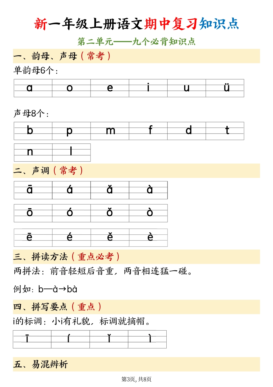 2025年新版一年级语文知识点总结（期中高频考点汇总）(1).pdf_第3页