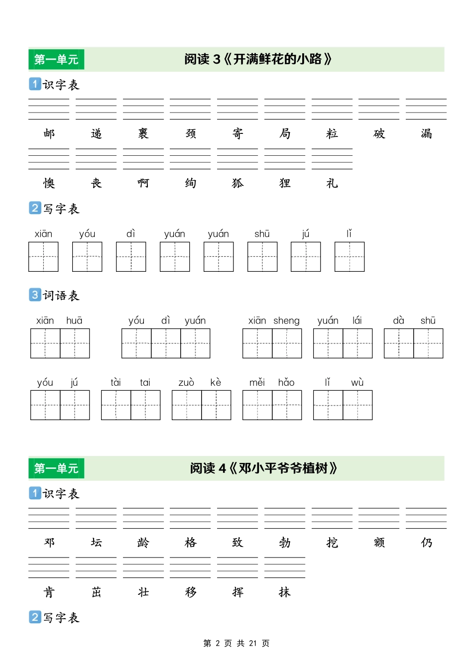 二年级(下)语文 【识字表+写字表+词语表】专项练(2).pdf_第2页