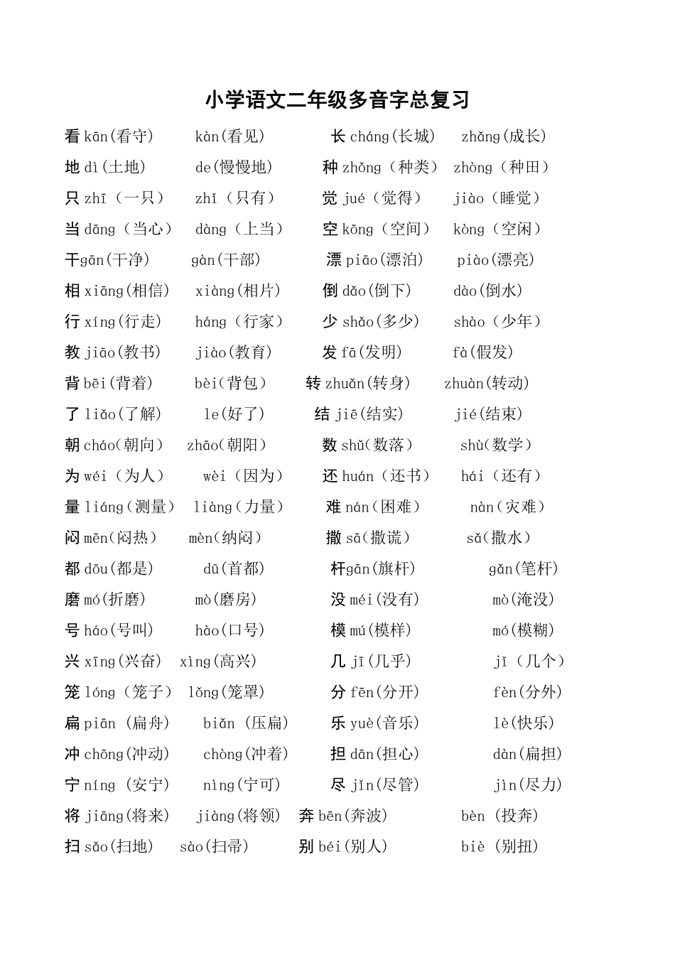二年级语文上册多音字汇总❤️(3).pdf_第1页