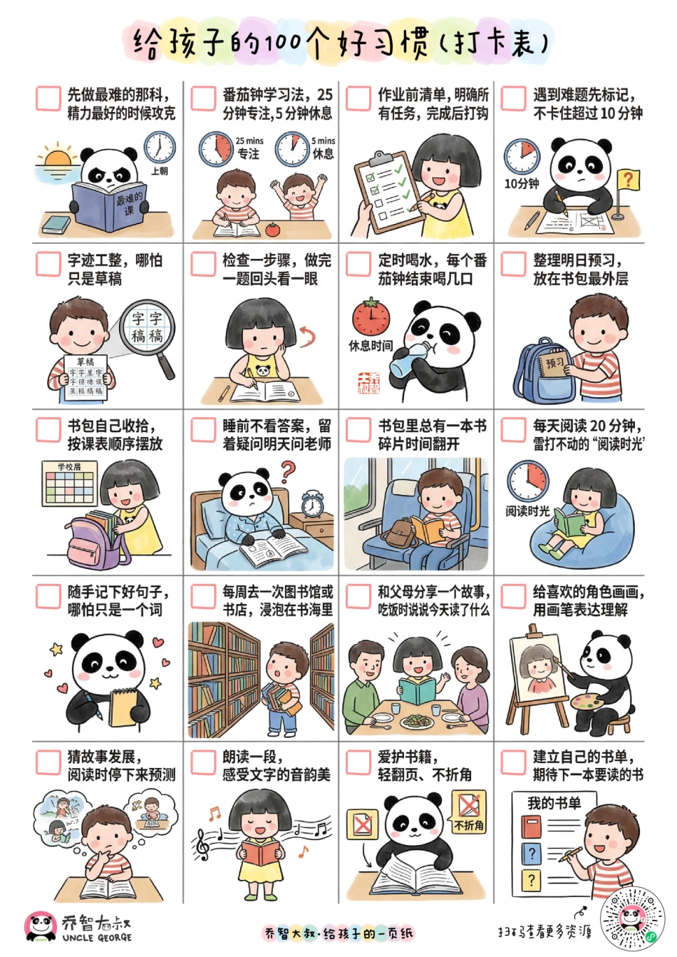 给孩子的100好习惯打卡表｜乔智大叔手绘(2).pdf_第2页