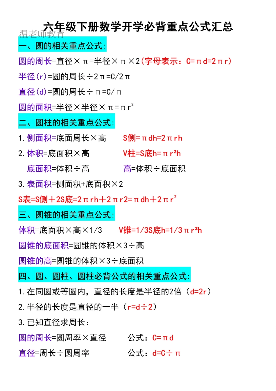 六年级（下）数学寒假知识汇总(2).pdf_第1页