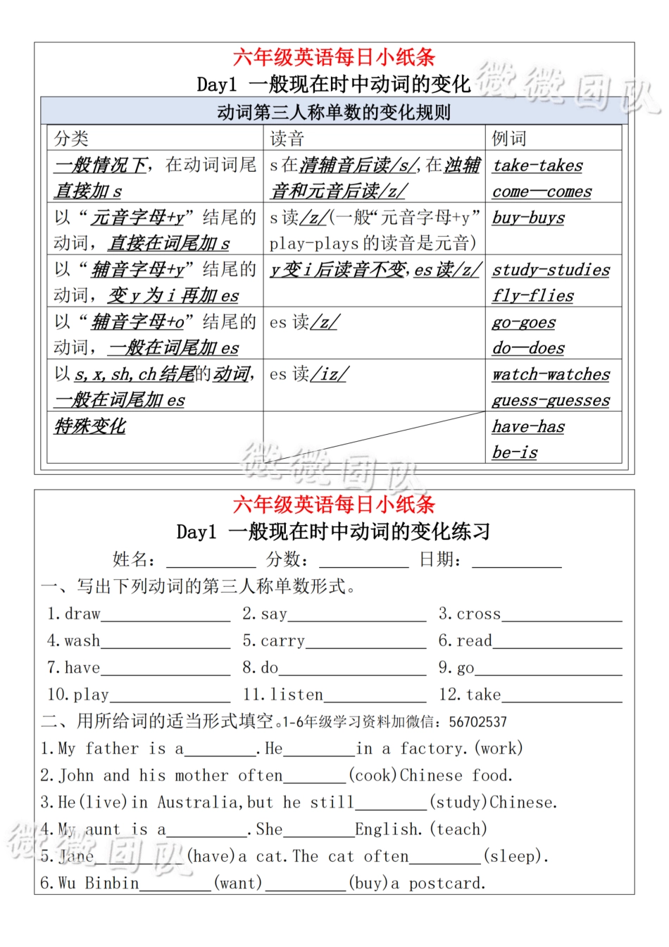 六年级英语上册每日语法小纸条（人教PEP）_扫描版.pdf_第3页