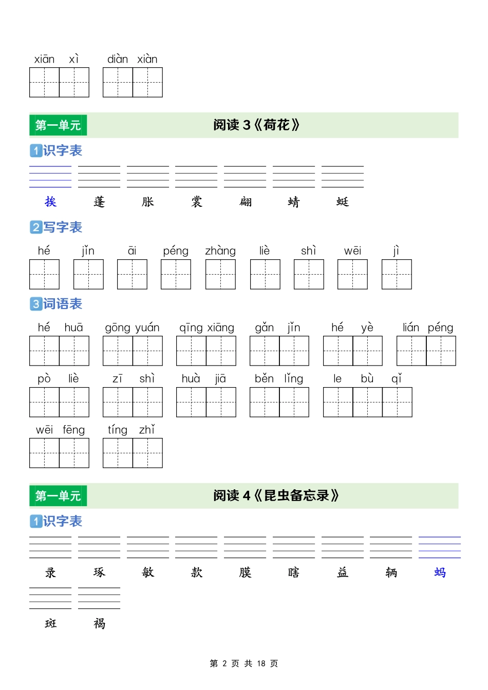三年级(下)语文 【识字表+写字表+词语表】专项练(2).pdf_第2页