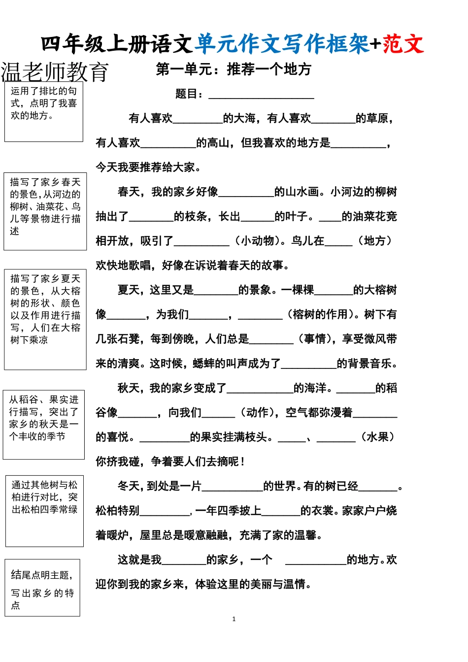 四年级（上）语文期末《写作框架+范文》专项练习(3)(1).pdf_第2页